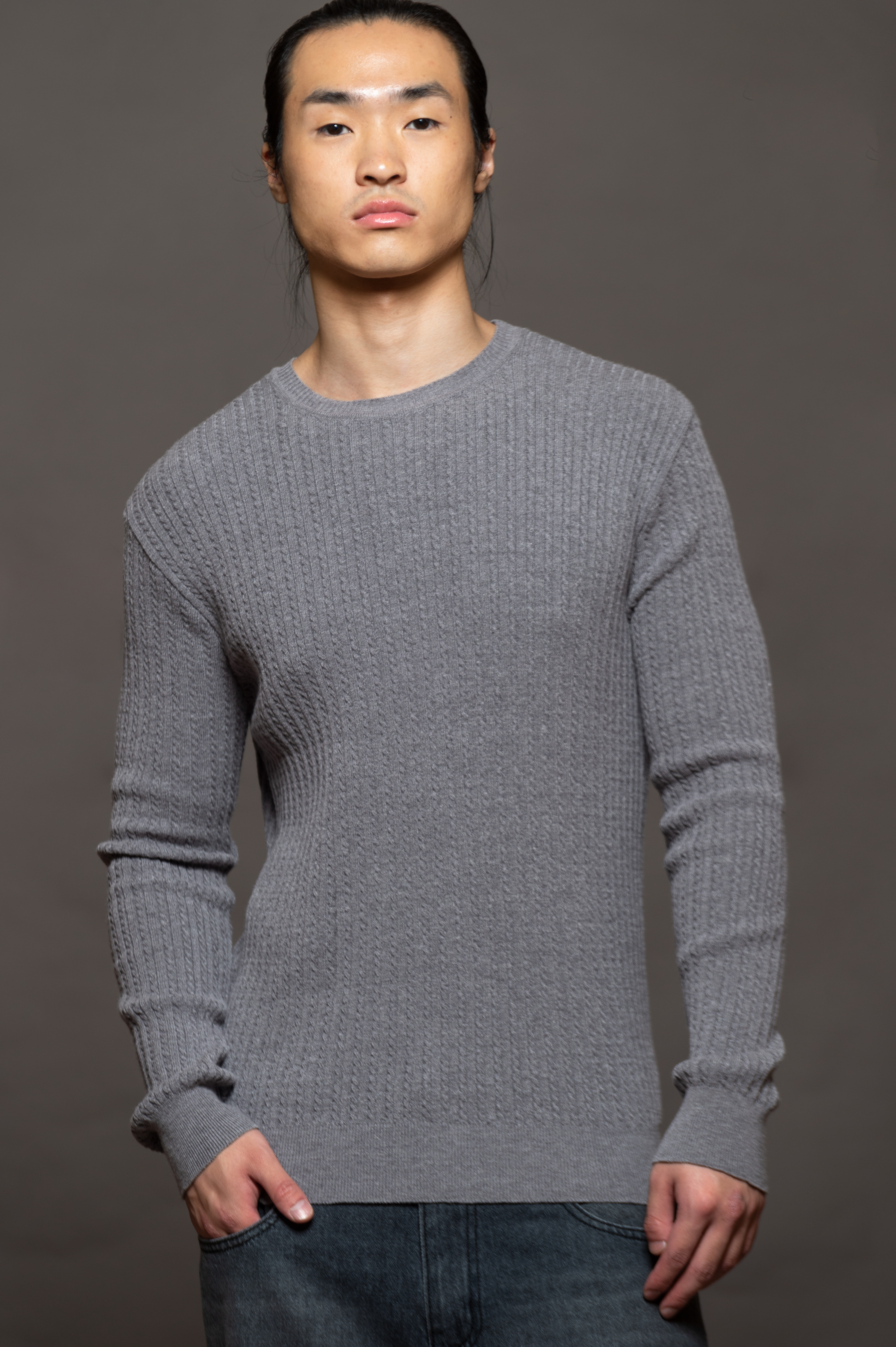 5246GM - SWEATER IRISH GRIS MEDIO